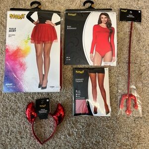 Cute red devil costume and accessories size S/M